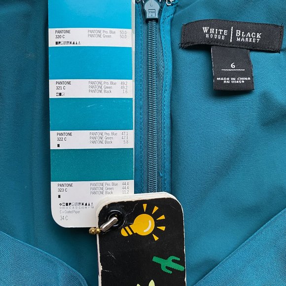White House Black Market Teal Stretch Tiered Dress Size 6 - Picture 6 of 7